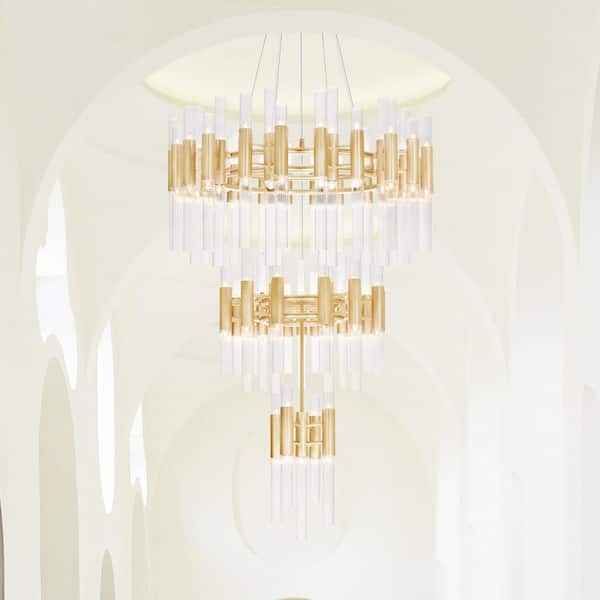 Orgue 123 Light Chandelier With Satin Gold Finish