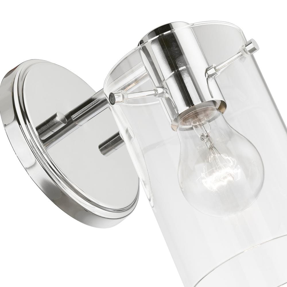 Polished Chrome Clear Glass Single Light Sconce