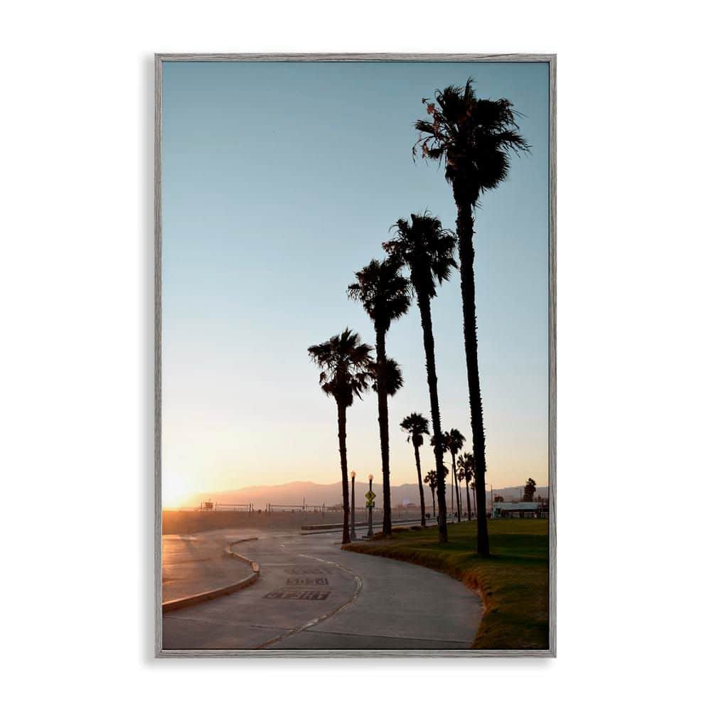Clear Day Palm Trees by Natalie Carpentieri Gray Framed Nature Giclee Art Print 24 in. x 16 in. price history on PriceWatchPro