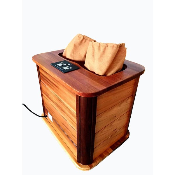 Unbranded Portable Dry Heated Infrared Red Cedar Foot Spa and Sauna without Water with Knee Cover and Kit