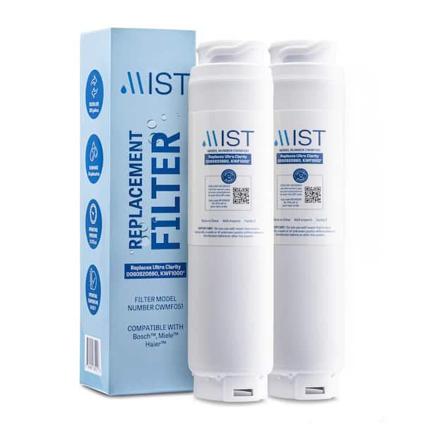 Mist 644845 Ultra Clarity Water Filter Compatible with 9000077104, 9000194412, Bosch Refrigerator Water Filter (2-Pack)