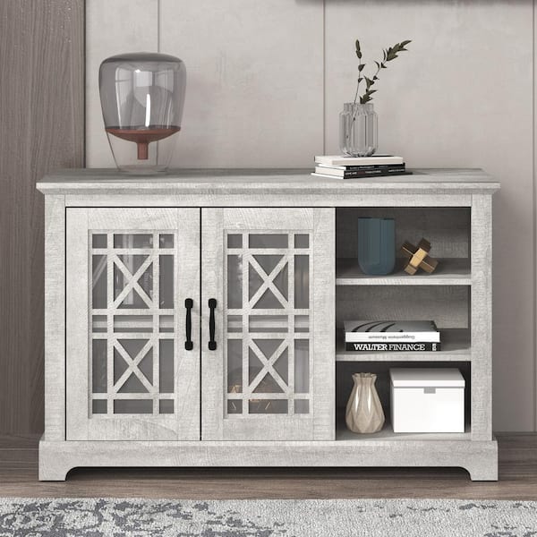 GALANO Isadora Dusty Gray Oak 45.7 in. 2 Door Sideboard with Shelves