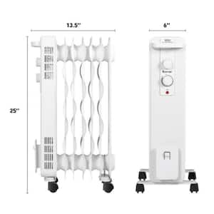 1500W Oil-Filled Heater Portable Radiator Radiant Space Heater with Adjustable Thermostat & 3 Heating Options & Wheels