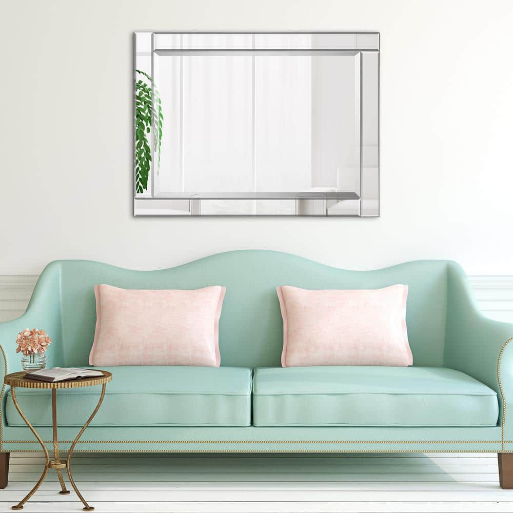 Elegant Full-Length 30x40 Silver Wood Framed Beveled Mirror