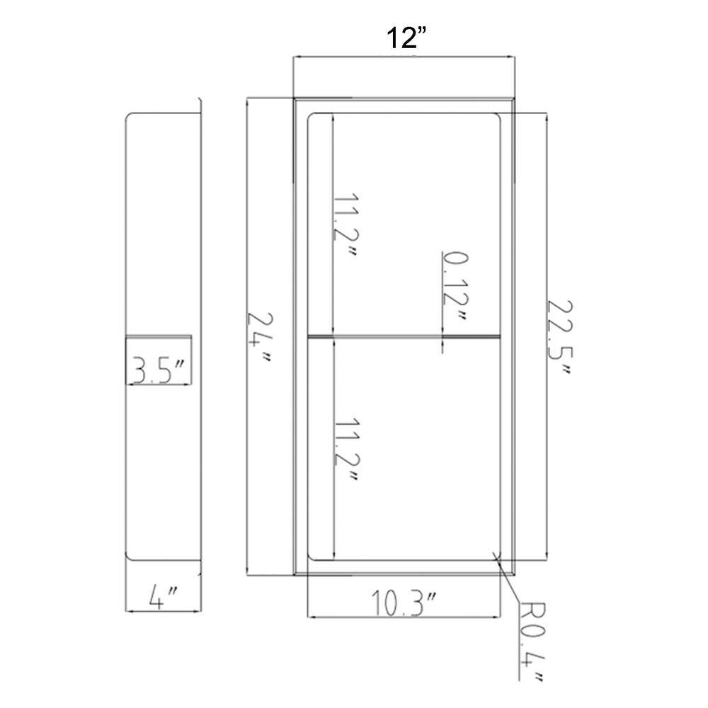 Matte Black Stainless Steel Double Shelf Shower Niche