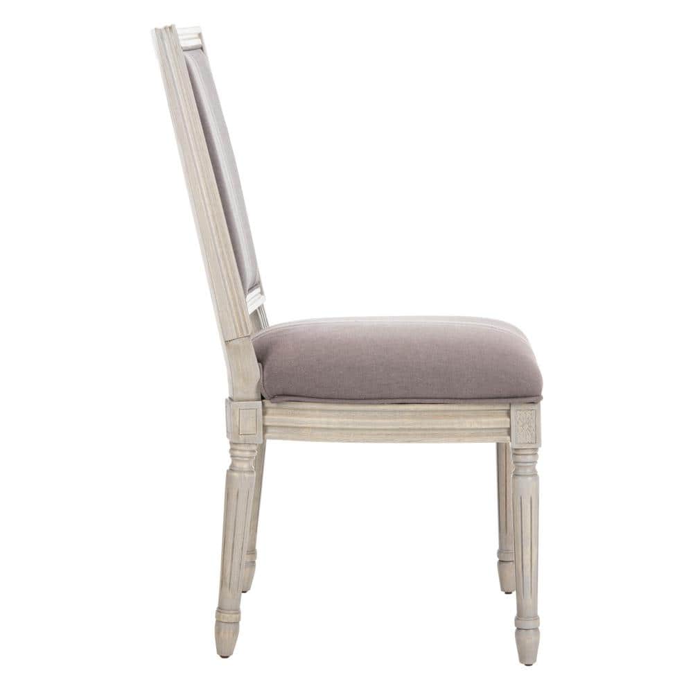 Elegant Transitional Grey Linen Upholstered Side Chair Set