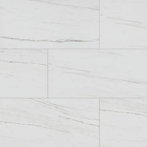 MSI Valeria White 16 in. x 32 in. Matte Stone Look Porcelain Floor Tile ...