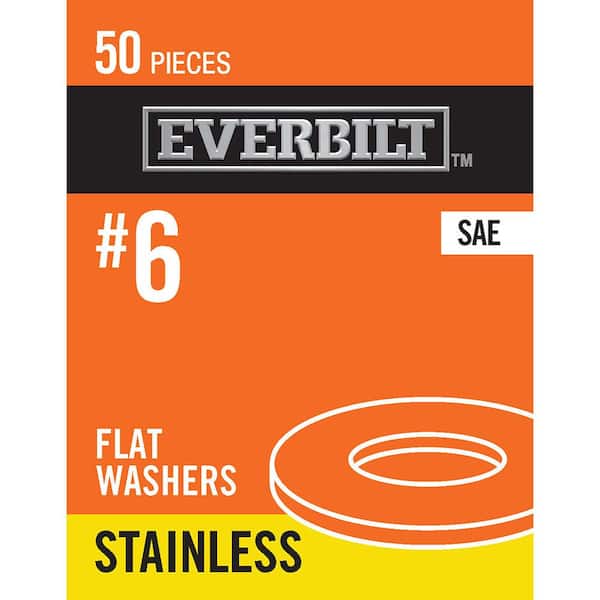 Everbilt #6 Stainless Steel Flat Washer (50-Pieces)