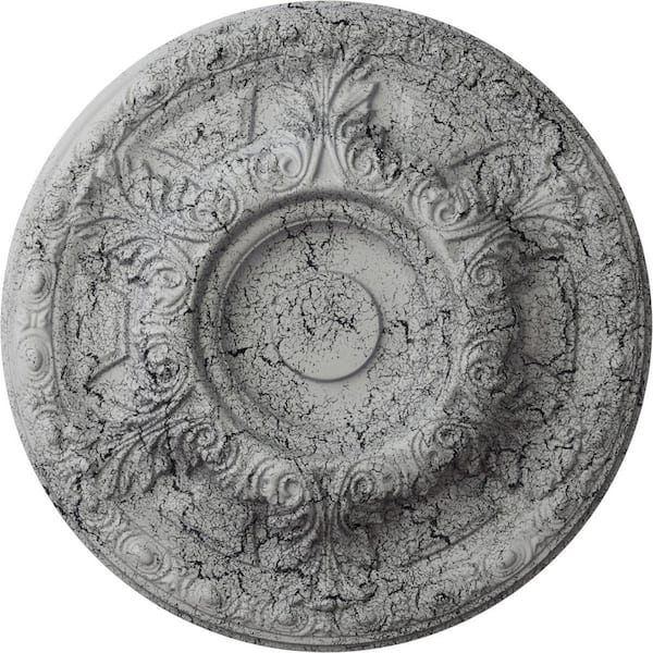 Ekena Millwork 2-3/4 in. x 23-1/2 in. x 23-1/2 in. Polyurethane Granada Ceiling Medallion, Ultra Pure White Crackle