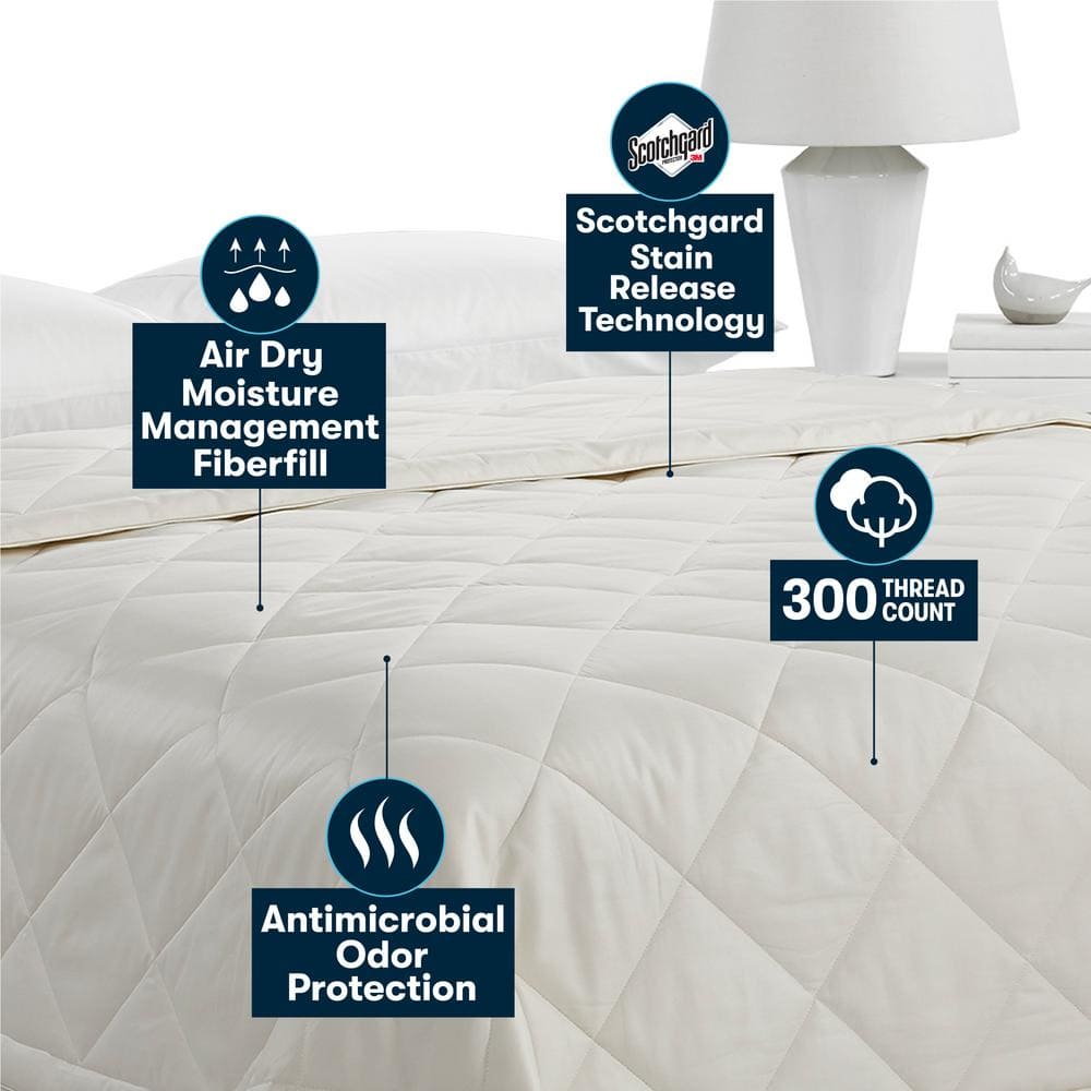 Twin Ivory Cotton Down Alternative Blanket with Antimicrobial Protection