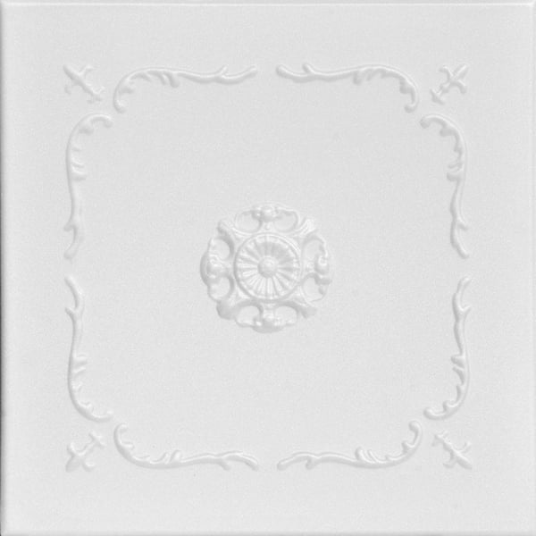A La Maison Ceilings Bourbon Street Plain White 1.6 ft. x 1.6 ft. Glue Up Foam Ceiling Tile (768 sq. ft. /Case)
