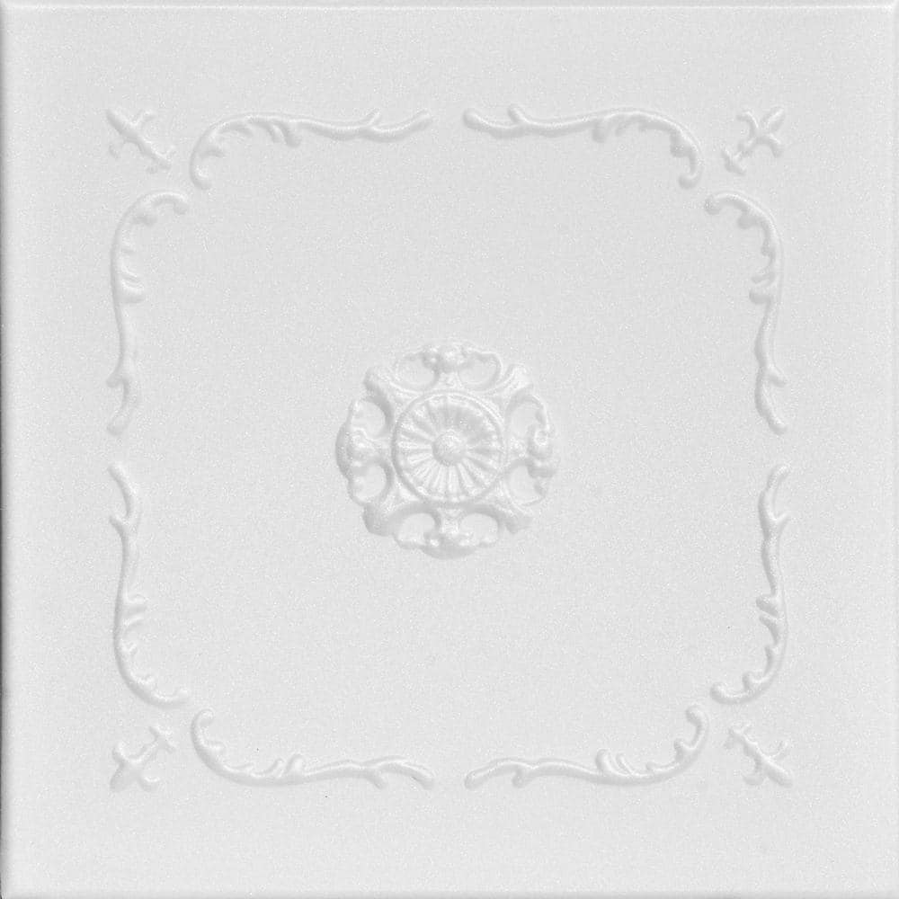 Bourbon Street 1.6 ft. x 1.6 ft. Glue Up Foam Ceiling Tile in Plain White (