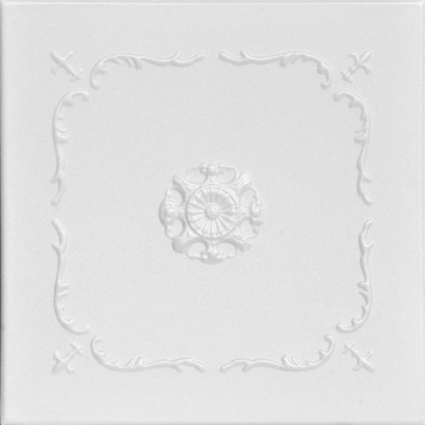 A La Maison Ceilings Bourbon Street 1.6 ft. x 1.6 ft. Glue Up Foam Ceiling Tile in Plain White (21.6 sq. ft./case)