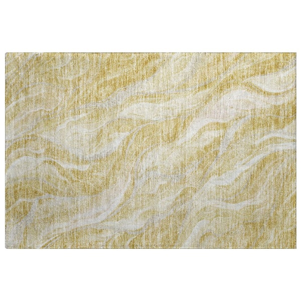 Dream Shag Premium Machine Washable Abstract ADS720 Gold 2 ft. x 3 ft. Accent Rug