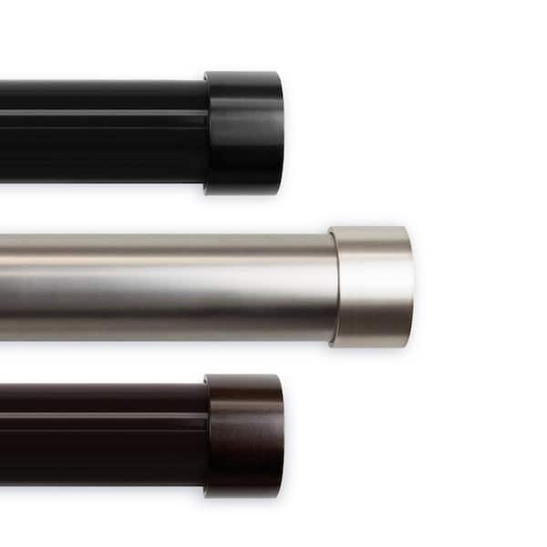 Rod Desyne 1.5 in. Cap 165 in. - 215 in. Single Curtain Rod Set in Black