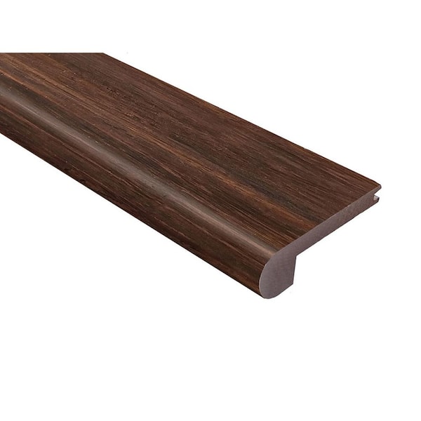 PENNWOOD Hand Scraped Strand Woven Coffee Herringbone 0.4 in. T x 3-1/4 in. W x 72 in. L Bamboo Flush Stair Nose Molding
