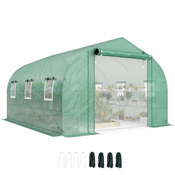 Outsunny 116.5 in. W x 135.8 in. D x 76.8 in. H Green Galvanized