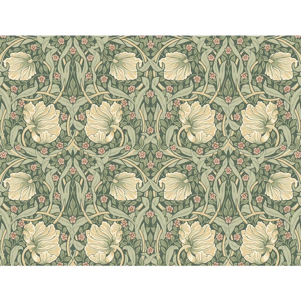 Gardenia & Sage Floral Peel and Stick Vinyl Wallpaper