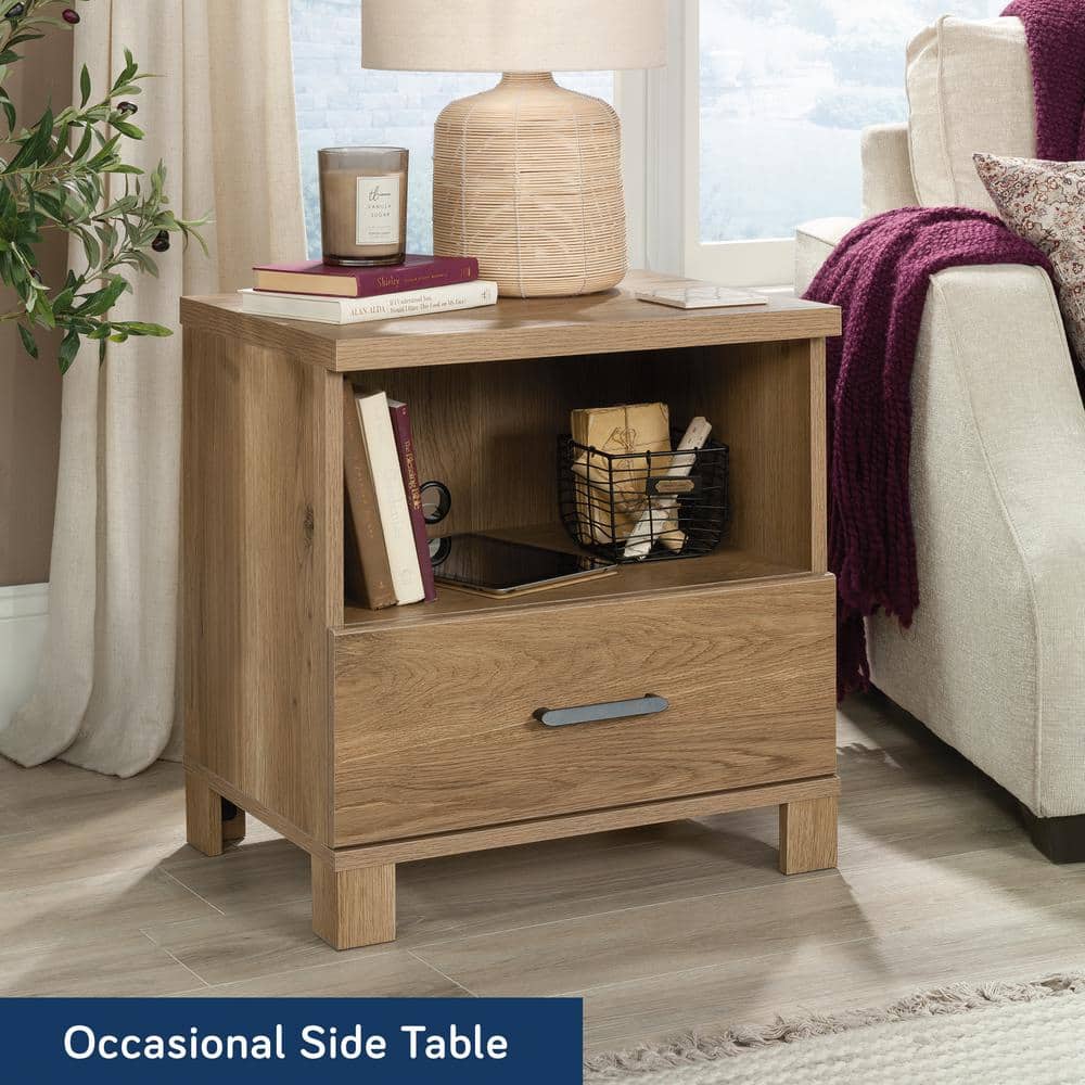 Timber Oak 1-Drawer Nightstand with Open Shelf