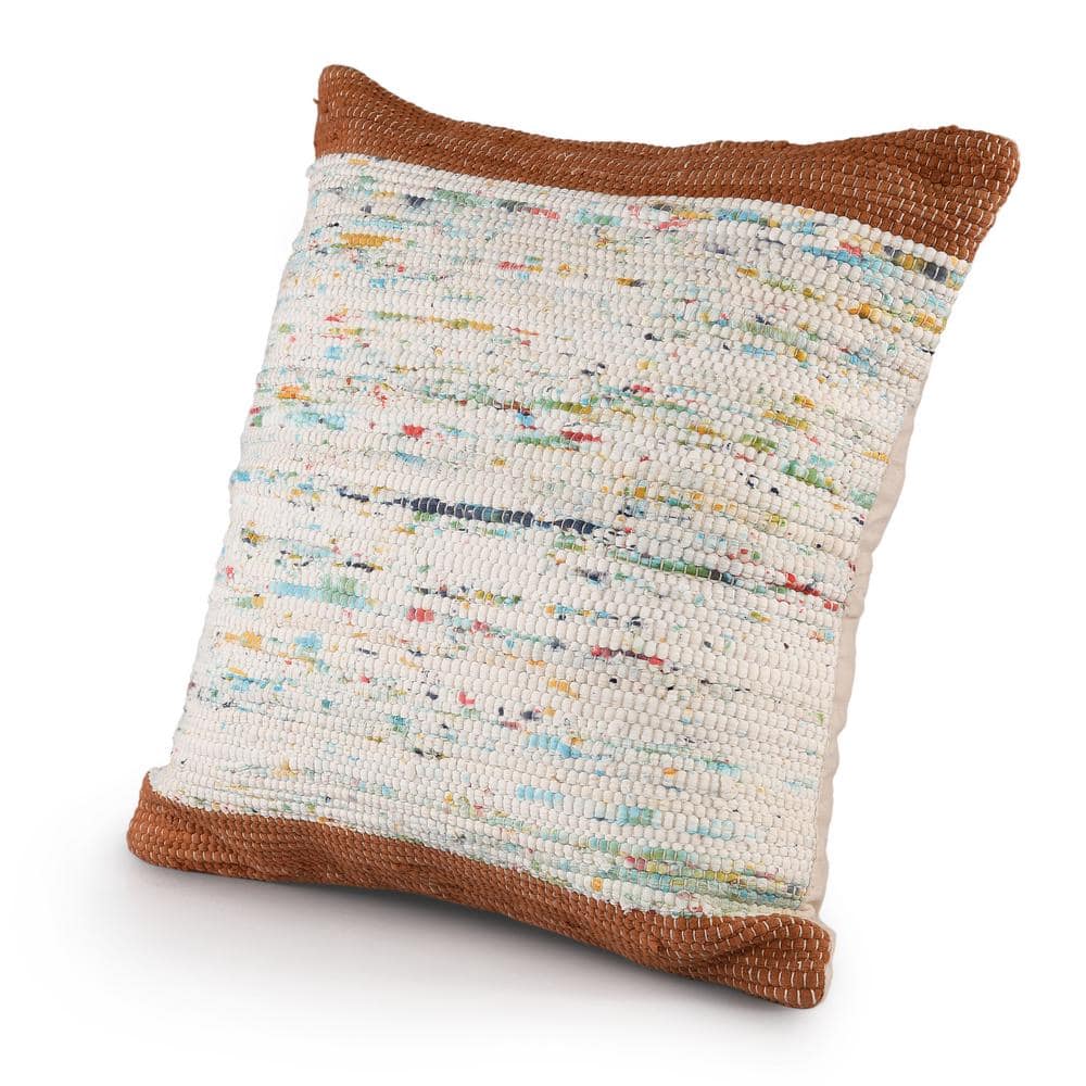Ray Brown and Multicolor Cotton Square Throw Pillow Set