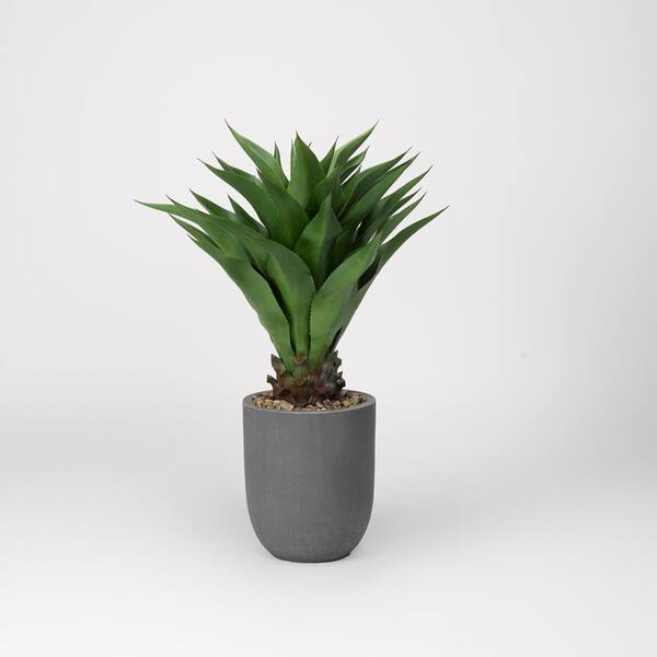 D&W Silks Sisal Plant in Round Grey Planter