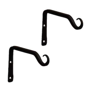 4 in. Tall Black Powder Coat Metal Straight Up Curled Wall Bracket Hooks (Set of 2)
