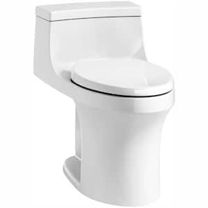 San Souci 1-piece 1.28 GPF Single Flush Elongated Toilet in White, Seat Included