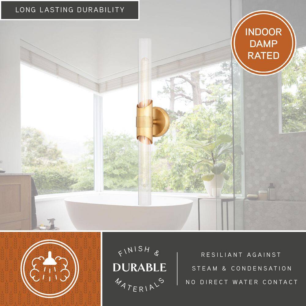 Webster Natural Brass Cylinder Dimmable Vanity Light