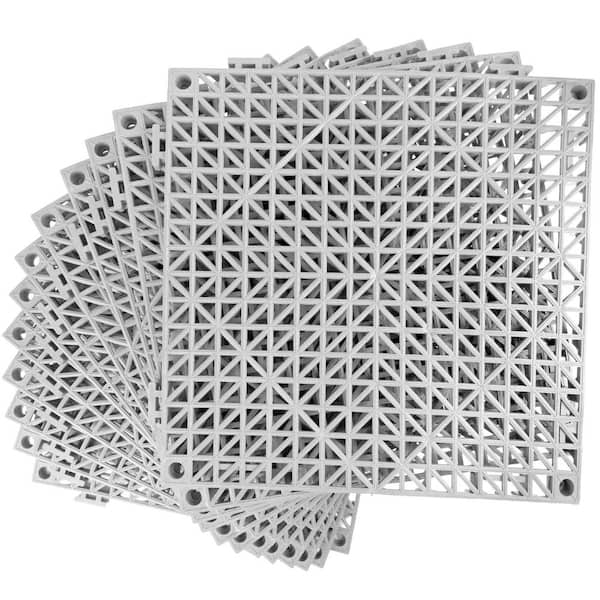 Gary Rubber Interlocking Floor Tiles Non-Slip Drainage Cushion Mats 11.8 x 11.8 in. (12-Pack)