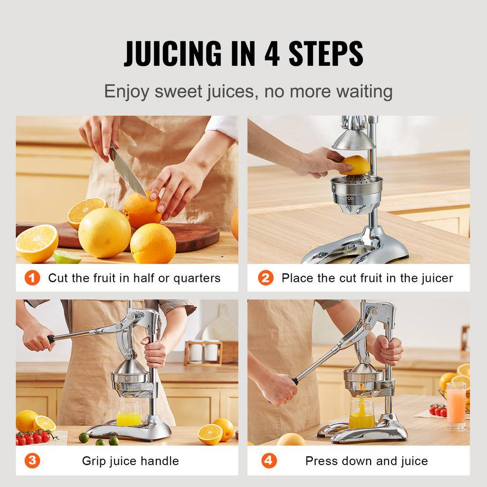 Stainless Steel Manual Citrus Juicer with Ergonomic Handle