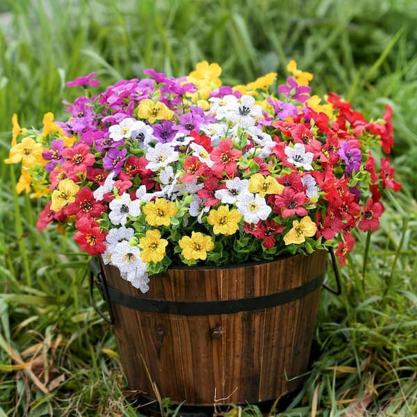 13.8 in. Multi-Colored Artificial Mixed Flower, 16-Pieces Faux UV