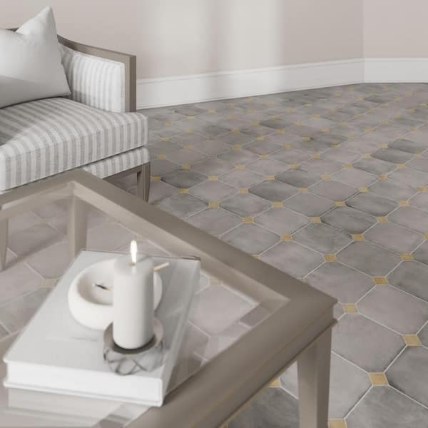 Laverton Octagon Gris with Taco Beige 8 in. x 8 in. Porcelain Floor and Wall Tile (22.5 sq. ft. /Case)