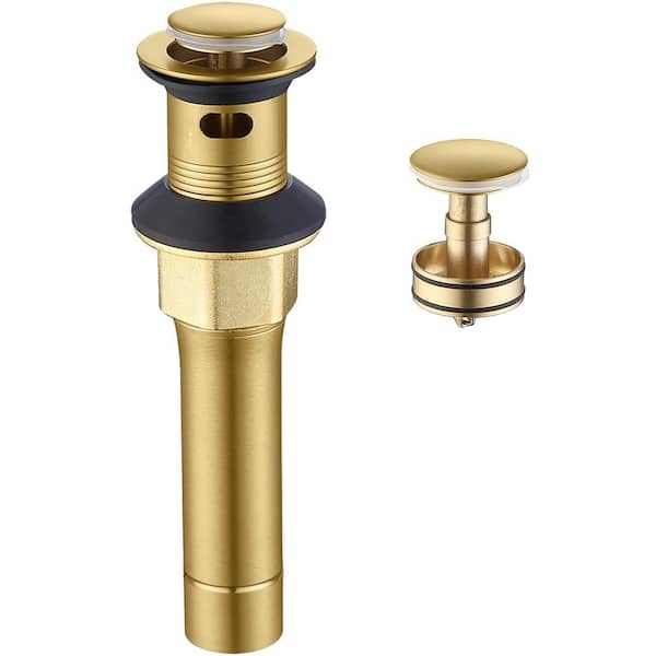 Tidoin 2.7 in. Stainless Steel Sink Drain Sink Accessory Set in Brushed Gold with Strainer Basket and Overflow Anti-Clogging