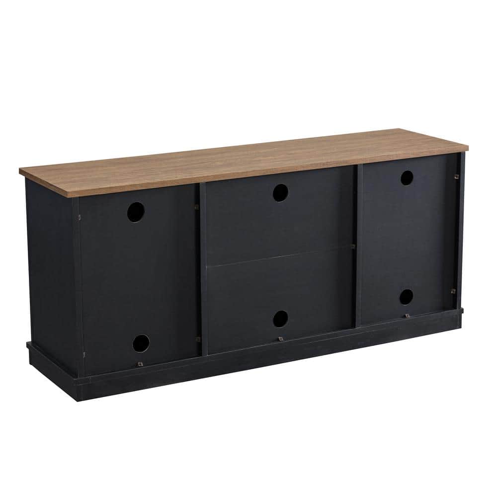 54'' Charcoal Wood TV Stand with Sliding Barn Doors