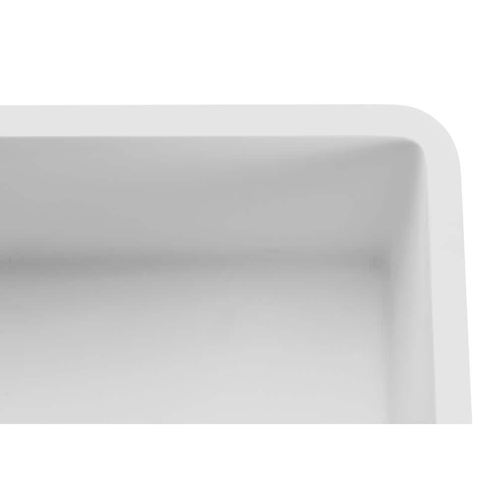White Stone Farmhouse Apron Front Single Bowl Kitchen Sink