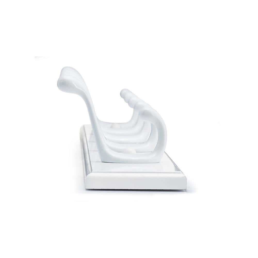 White Metal and Wood 24" Utility 5-Hook Wall Rack