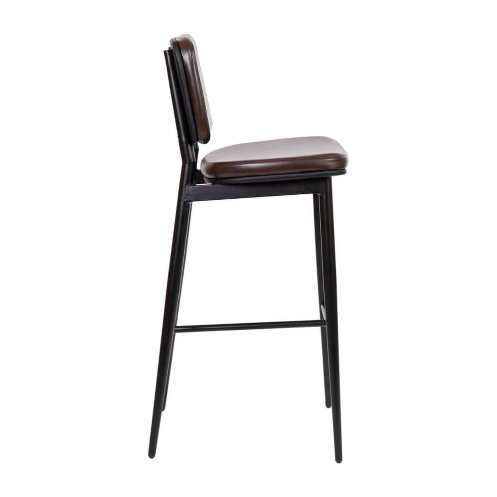 Brown Faux Leather and Metal Counter Stools, Set of 2