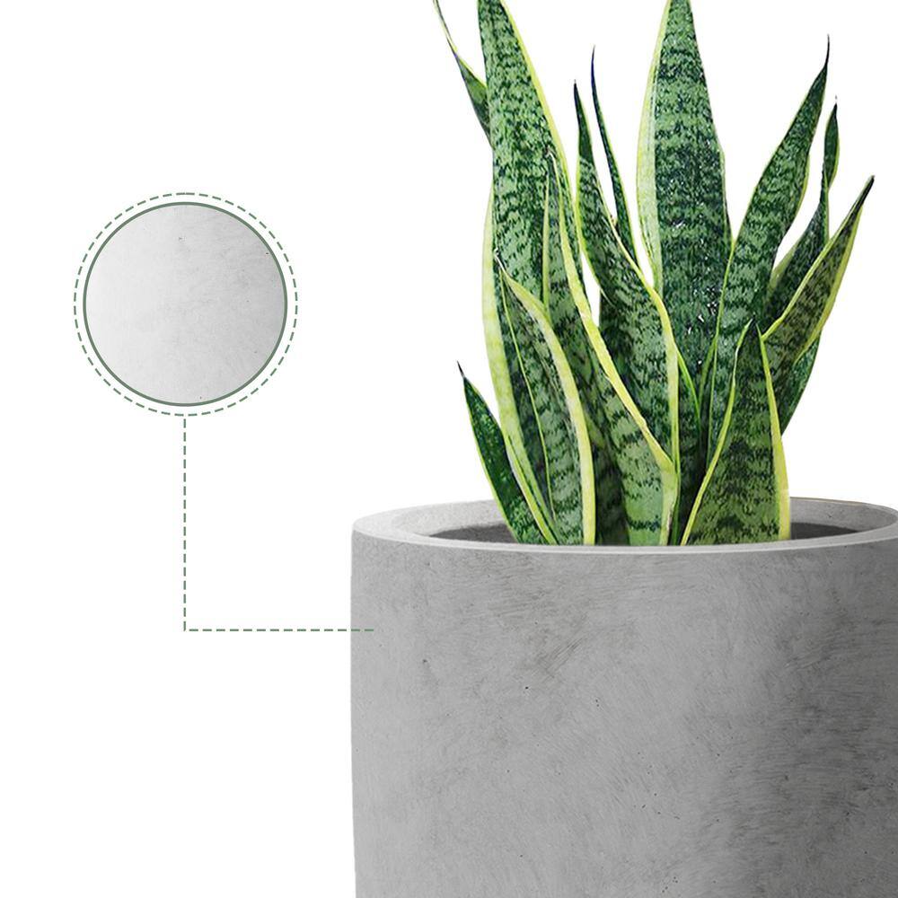 Tall Gray Concrete Indoor/Outdoor Planter with Drainage Holes
