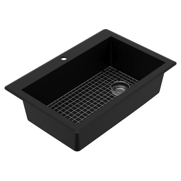 Karran QT-670 Quartz/Granite 33 in. Single Bowl Top Mount
