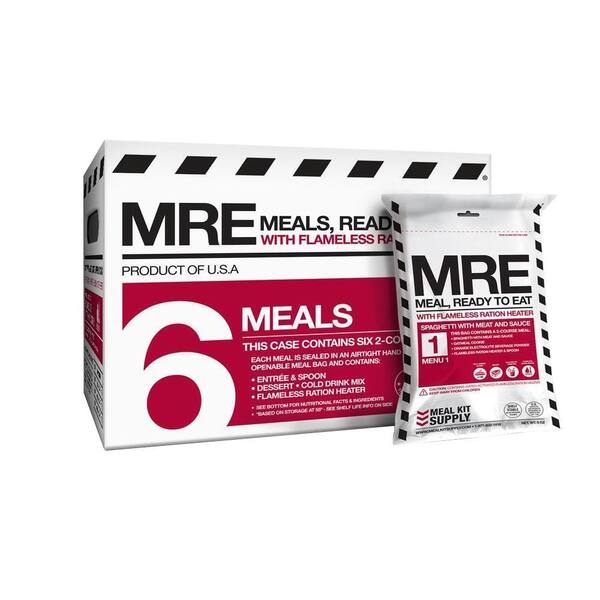 Unbranded Emergency Shelf Stable Meals Ready to Eat (MREs) with 2-Courses (6-Pack)