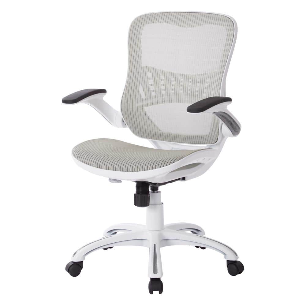 Riley White Mesh Executive Swivel Management Chair with Adjustable Arms