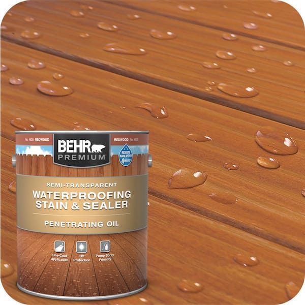 1 Gal. #ST-330 Redwood Semi-Transparent Penetrating Oil-Based Exterior Waterproofing Wood Stain