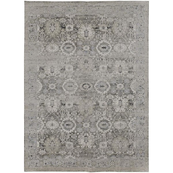 HomeRoots Gray 12 ft. x 15 ft. Abstract Area Rug
