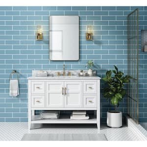 Sturgess 49 in. W x 22 in. D x 35 in. H Single Sink Freestanding Bath Vanity in White with Carrara Marble Top