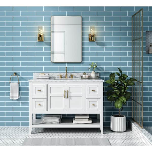 Home Decorators Collection Sturgess 49 in. Single Sink White Bath Vanity with White Carrara Marble Top (Assembled)