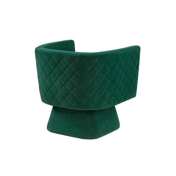 Benjara Cabe Emerald Green Velvet Accent Arm Chair with Diamond