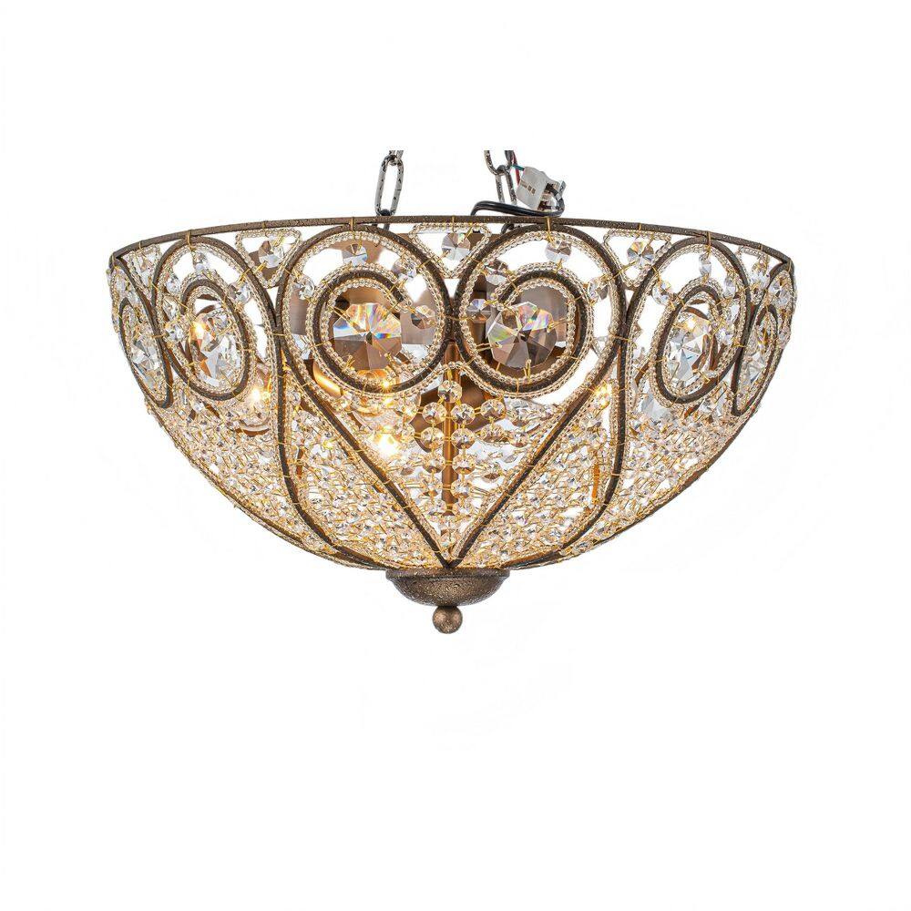 Emilia 17.7 in. 5-Light Dome Antique Bronze Semi-Flush Mount Ceiling Light with Heart-Shaped Crystal Shade for Bedroom price history on PriceWatchPro