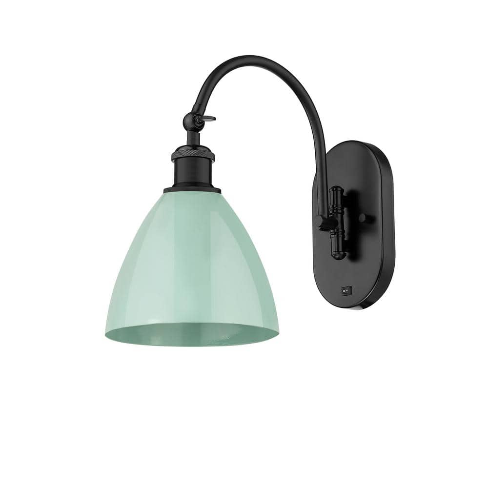 Plymouth Dome 1-Light Matte Black, Seafoam Wall Sconce with Green Metal Shade price history on PriceWatchPro