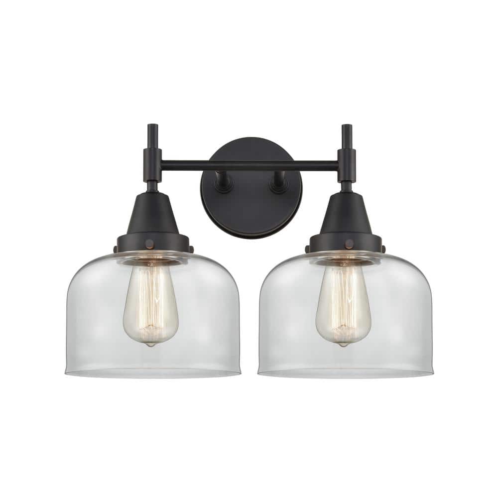 Caden 17 in. 2 Light Matte Black, Clear Vanity Light with Clear Glass Shade price history on PriceWatchPro