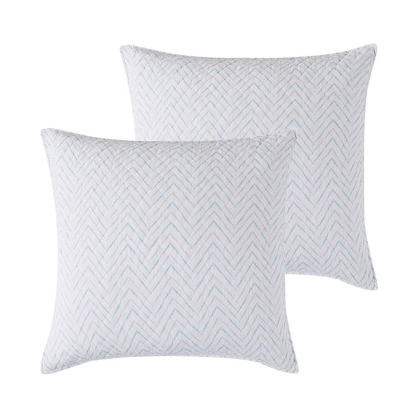 LEVTEX HOME Blue Sea Blue and Grey Chevron Cotton 26 in. x 26 in. Euro Sham (Set of 2)